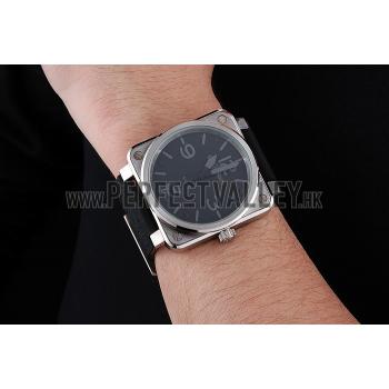 Bell and Ross BR 01-92 Black Dial Silver Case Black Leather Strap