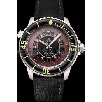 Swiss Blancpain 500 Fathoms GT Carbon Fiber Dial Stainless Steel Case Black Canvas Strap