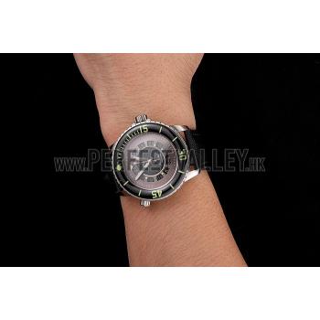 Swiss Blancpain 500 Fathoms GT Carbon Fiber Dial Stainless Steel Case Black Canvas Strap