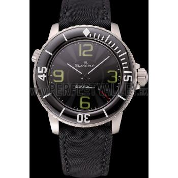 Swiss Blancpain 500 Fathoms Black Dial Stainless Steel Case Black Canvas Strap Replica