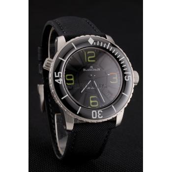 Swiss Blancpain 500 Fathoms Black Dial Stainless Steel Case Black Canvas Strap Replica