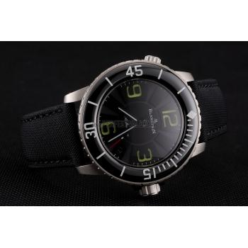 Swiss Blancpain 500 Fathoms Black Dial Stainless Steel Case Black Canvas Strap Replica