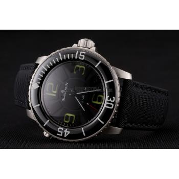 Swiss Blancpain 500 Fathoms Black Dial Stainless Steel Case Black Canvas Strap Replica