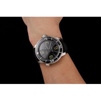 Swiss Blancpain 500 Fathoms Black Dial Stainless Steel Case Black Canvas Strap Replica