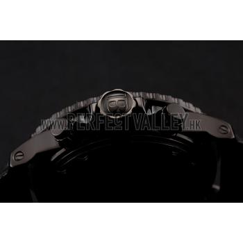 Blancpain Fifty Fathoms Speed Command Carbon Fiber Dial With Orange Markings Black PVD Case Black Leather Strap 1453776 Replica