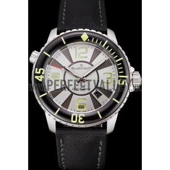 Swiss Blancpain 500 Fathoms Silver Dial Stainless Steel Case Black Canvas Strap Replica