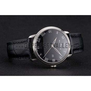 Blancpain Villeret Ultra Slim Black Dial Stainless Steel Case Black Leather Strap Replica