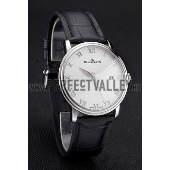 Blancpain Villeret Ultra Slim White Dial Stainless Steel Case Black Leather Strap