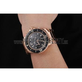 Blancpain Fifty Fathoms Flyback Chronograph Black Dial Rose Gold Case And Bracelet 1453772