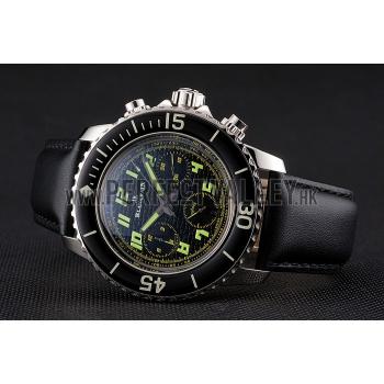 Swiss Blancpain Fifty Fathoms Flyback Chronograph Carbon Fiber Dial Stainless Steel Case Black Leather Strap Replica