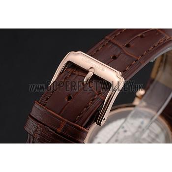 Cheap Breguet Duo Tourbillon Gold Case Beige Dial Brown Leather Bracelet  622625