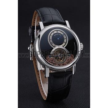 Replica Breguet Classique Grande Complication Tourbillon Silver Case Black Dial Black Leather Strap 622212