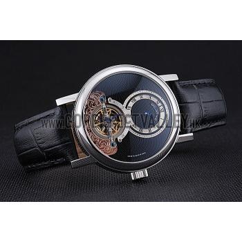 Replica Breguet Classique Grande Complication Tourbillon Silver Case Black Dial Black Leather Strap 622212