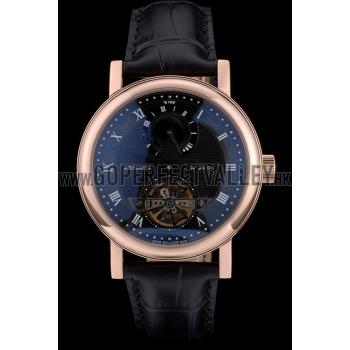 Cheap Breguet Classique Complications Rose Gold Case Black Leather Strap 80156