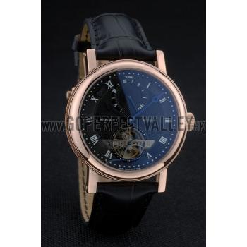 Cheap Breguet Classique Complications Rose Gold Case Black Leather Strap 80156