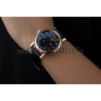 Cheap Breguet Classique Complications Rose Gold Case Black Leather Strap 80156