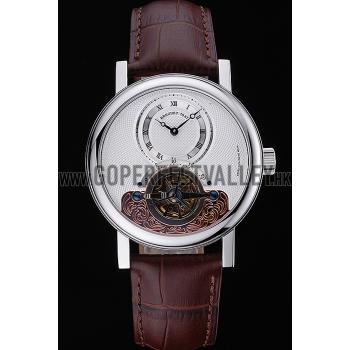 Breguet Classique Grande Complication Tourbillon Silver Case White Dial Brown Leather Strap 622210 Replica