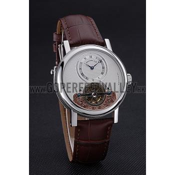 Breguet Classique Grande Complication Tourbillon Silver Case White Dial Brown Leather Strap 622210 Replica