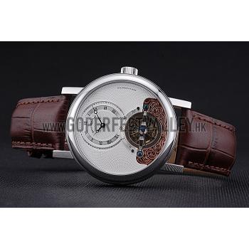 Breguet Classique Grande Complication Tourbillon Silver Case White Dial Brown Leather Strap 622210 Replica