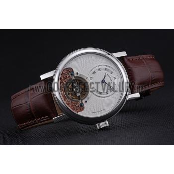 Breguet Classique Grande Complication Tourbillon Silver Case White Dial Brown Leather Strap 622210 Replica