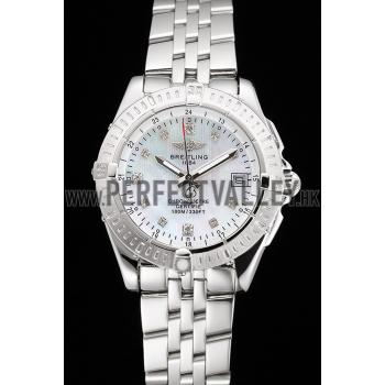 Breitling Colt Lady Pearl Dial Diamond Hour Marks Stainless Steel Case And Bracelet