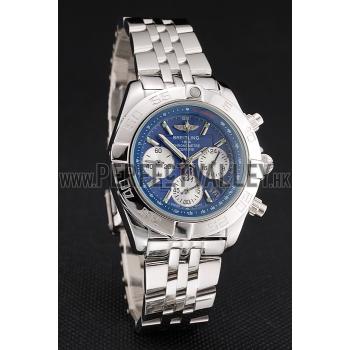 Breitling Chronomat Quartz Blue Dial Stainless Steel Case And Bracelet Replica