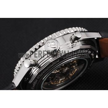 Swiss Breitling Navitimer Black Dial Stainless Stell Case Black Leather Strap Replica