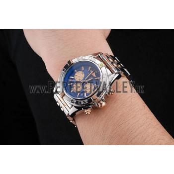 Breitling Chronomat 44 Blue Dial with White Subdials 2 Tone Stainless Steel Bracelet  622510