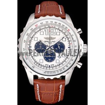 Breitling Navitimer Brown Leather Strap White Dial