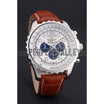 Breitling Navitimer Brown Leather Strap White Dial