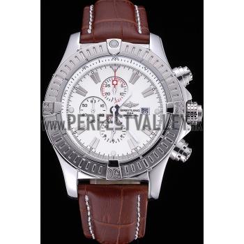 Breitling Chronomat Evolution White Dial Brown Leather Bracelet  622517