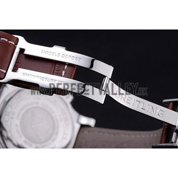 Breitling Chronomat Evolution White Dial Brown Leather Bracelet  622517