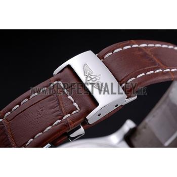 Breitling Chronomat Evolution White Dial Brown Leather Bracelet  622517