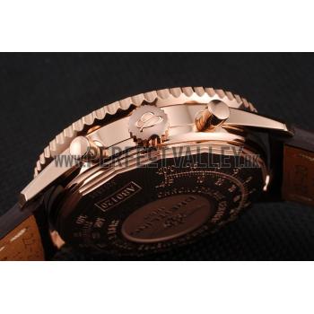 Swiss Breitling Navitimer 01 White Dial Black Subdials Rose Gold Case Brown Leather Strap Replica