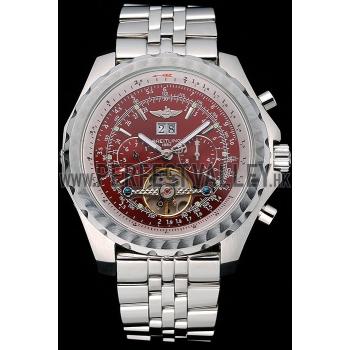 Replica Breitling Bentley Mulliner Tourbillon Red Dial Stainless Steel Case And Bracelet  622736