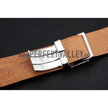 Breitling Brown Leather White Stitching Bracelet  622604