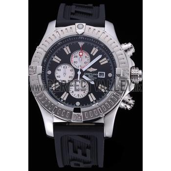 Breitling Chronomat Evolution Black Dial Black Rubber Bracelet  622516