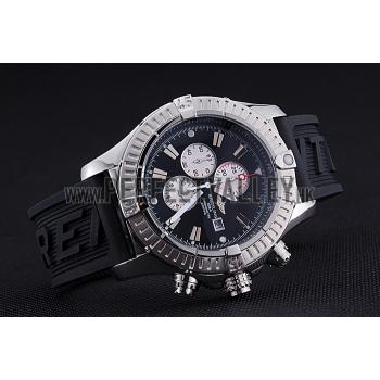 Breitling Chronomat Evolution Black Dial Black Rubber Bracelet  622516