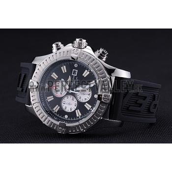 Breitling Chronomat Evolution Black Dial Black Rubber Bracelet  622516