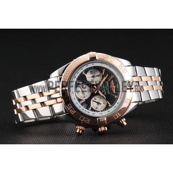 Breitling Chronomat Quartz Dark Blue Dial Rose Gold Case Stainless Steel Case Two Tone Bracelet