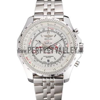 Breitling Bentley Chronograph White Dial Stainless Steel Strap