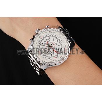 Breitling Bentley Chronograph White Dial Stainless Steel Strap