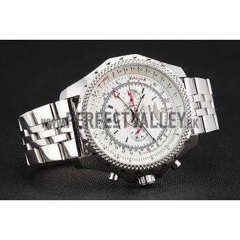 Breitling Bentley Chronograph White Dial Stainless Steel Strap