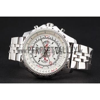 Breitling Bentley Chronograph White Dial Stainless Steel Strap