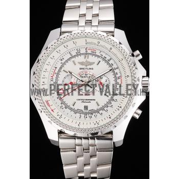 Breitling Bentley Chronograph White Dial Stainless Steel Strap