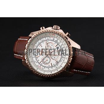 Replica Breitling Bentley Motors Speed Gold Case White Dial Brown Leather Bracelet 622233