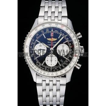 Swiss Breitling Navitimer Black Dial Stainless Steel Bracelet  622442