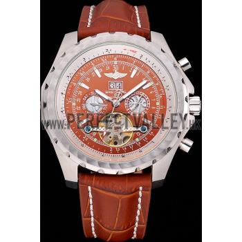 Breitling Bentley Mulliner Tourbillon Brown Dial Stainless Steel Case Brown Leather Strap  622727