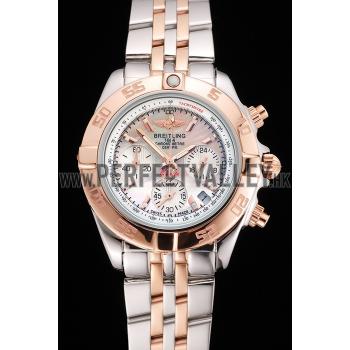 Breitling Chronomat Quartz Pearl Dial Rose Gold Bezel Stainless Steel Case Two Tone Bracelet