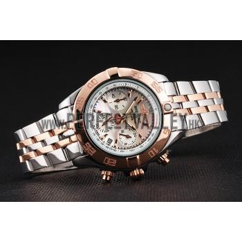 Breitling Chronomat Quartz Pearl Dial Rose Gold Bezel Stainless Steel Case Two Tone Bracelet